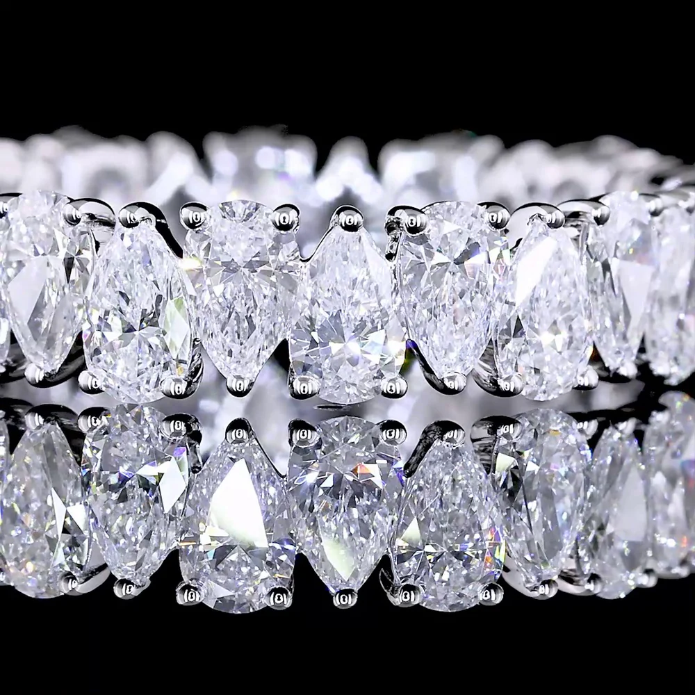 14K White Gold Pear-Shape Lab Diamond Eternity Band - 2.64 Carat Total Weight, E-F VS1 Clarity, North-South Prong Set, 26 Stones - Covaloro Fine Jewelry - Image 2