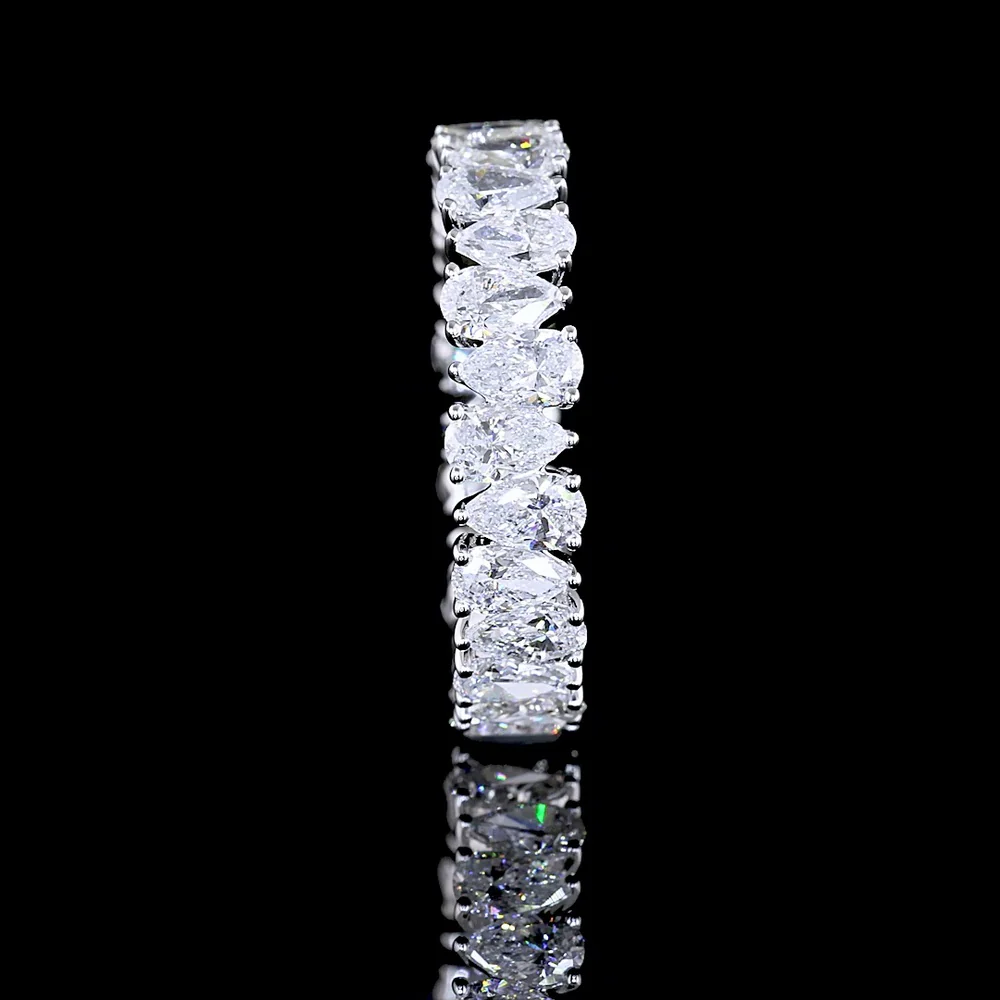 14K White Gold Pear-Shape Lab Diamond Eternity Band - 2.64 Carat Total Weight, E-F VS1 Clarity, North-South Prong Set, 26 Stones - Covaloro Fine Jewelry - Image 3
