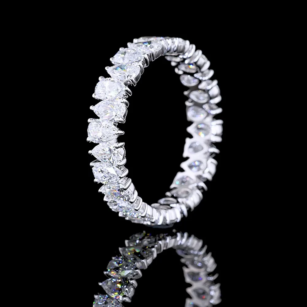 14K White Gold Pear-Shape Lab Diamond Eternity Band - 2.64 Carat Total Weight, E-F VS1 Clarity, North-South Prong Set, 26 Stones - Covaloro Fine Jewelry - Image 4