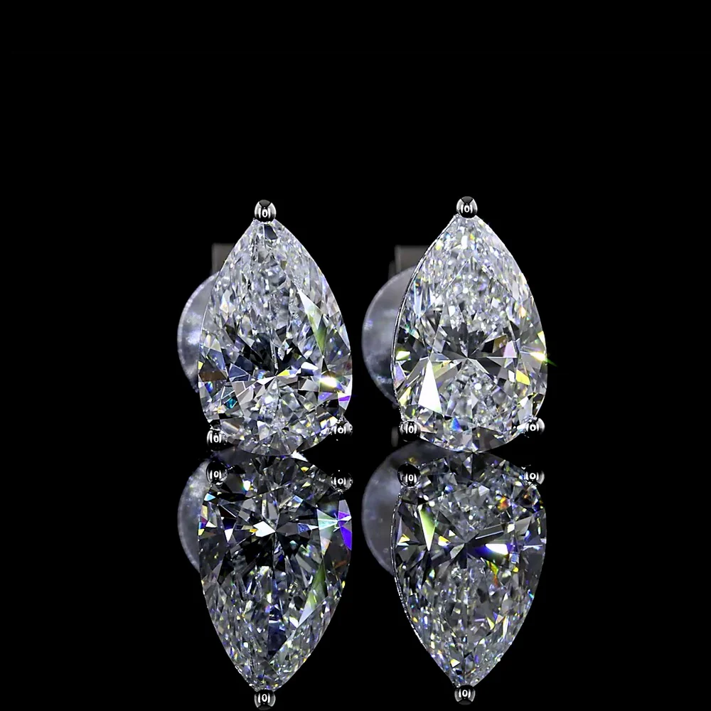 14K White Gold Pear Shape Lab Diamond Martini Stud Earrings - 1.62 Carat Total Weight, E-F Color VS1 Clarity - Covaloro Fine Jewelry - Image 2