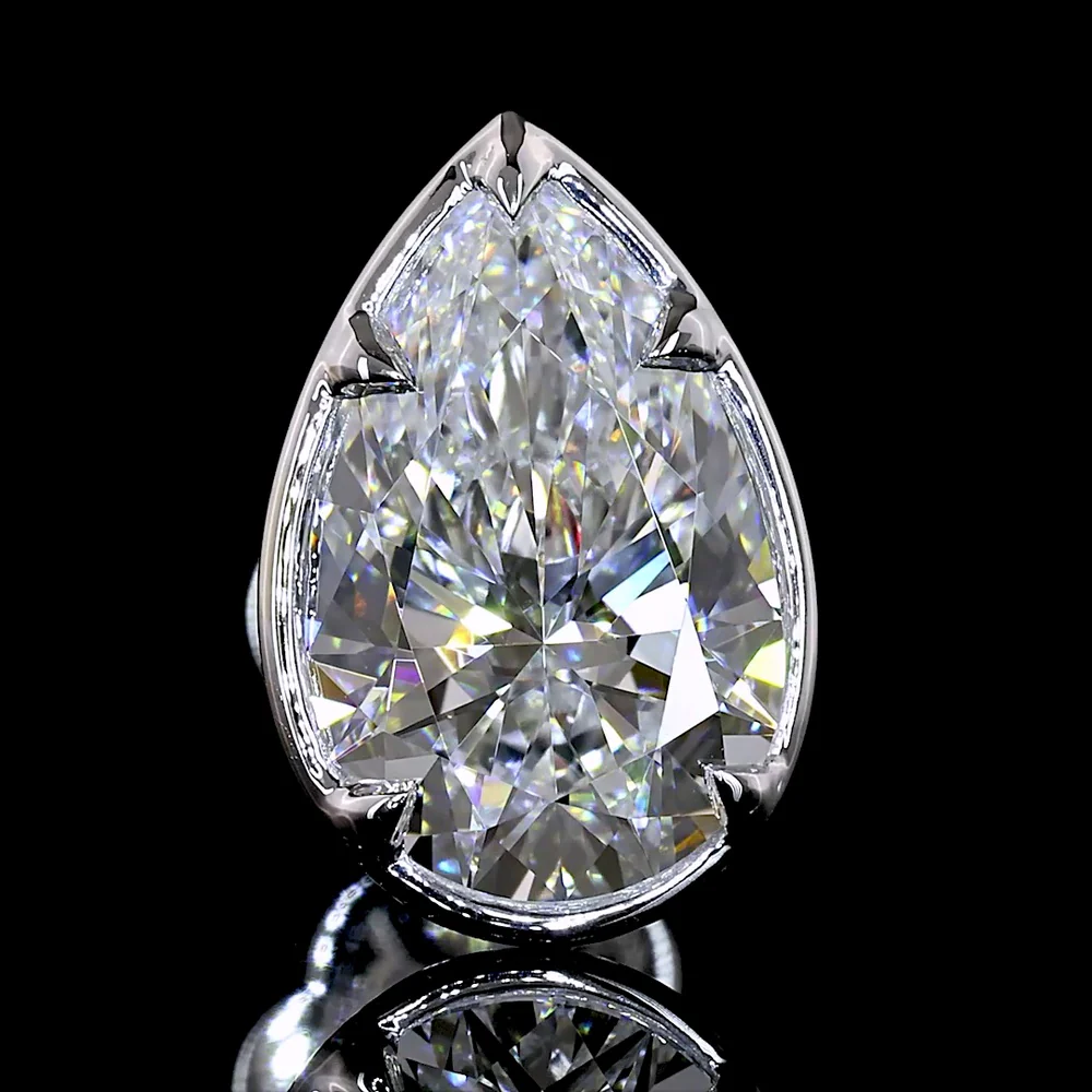 14K White Gold Pear Shape Lab Diamond Stud Earrings with Bezel-Prong Setting and Milgrain Detail - 3.04 Carat Total Weight, E Color VS1 Clarity - Covaloro Fine Jewelry - Image 3