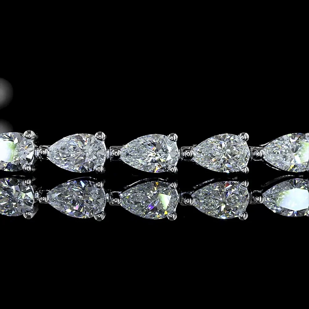 14K White Gold Pear-Shape Lab Diamond Tennis Bracelet - 3.36 Carat Total Weight E-F VS Quality - Covaloro Fine Jewelry - Image 2