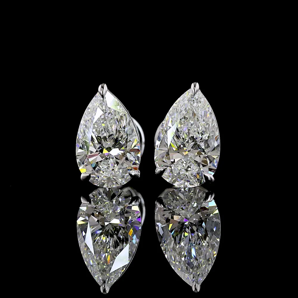14K White Gold Pear Shape Martini Stud Earrings with 2.04 Carat Total Weight Lab Diamonds - F VS1 Quality - Covaloro Fine Jewelry - Image 2