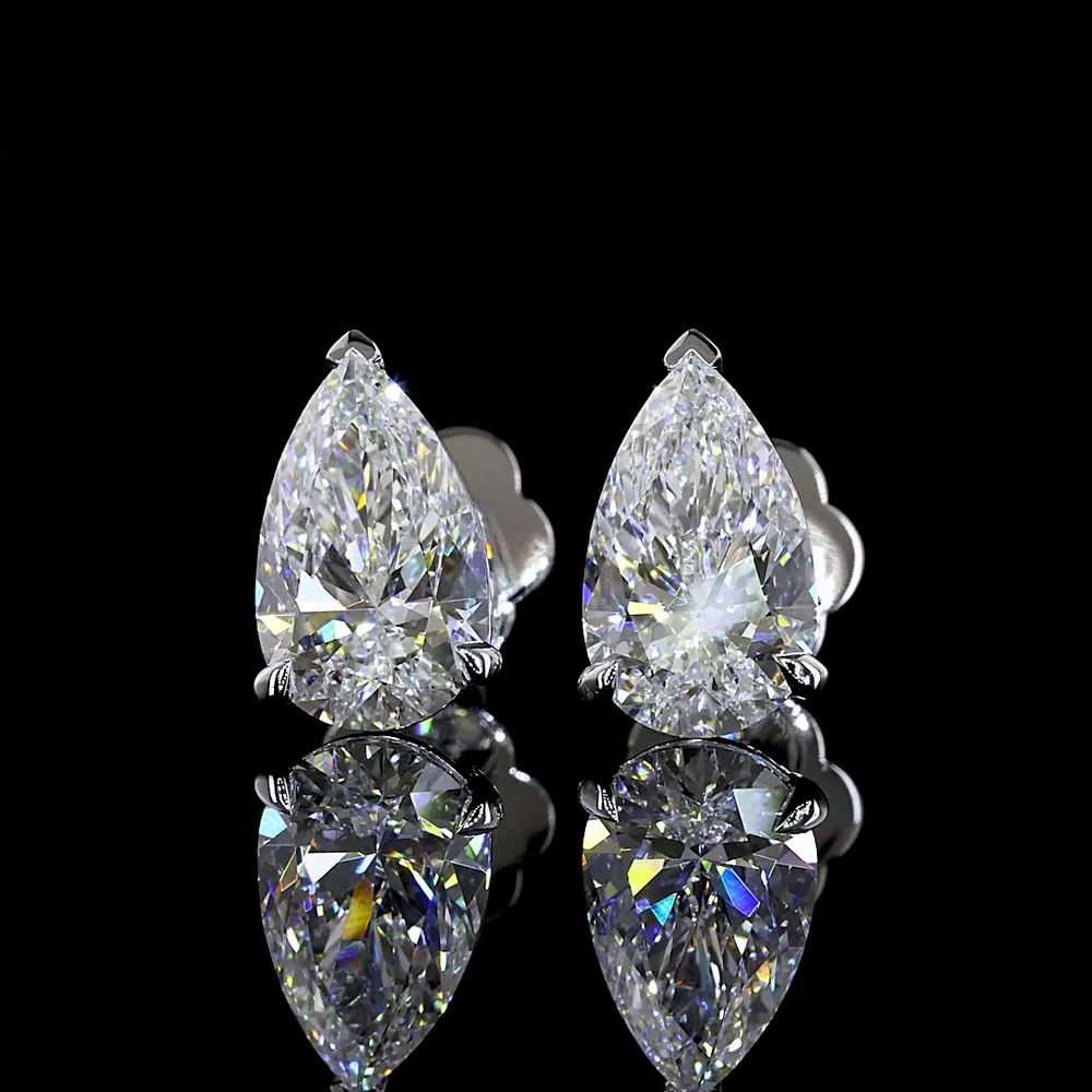 14K White Gold Pear Shape Martini Stud Earrings with GIA Certified Lab Grown Diamonds - 2.77 Carat Total Weight (E-F Color, VS1 Clarity) - Covaloro Fine Jewelry - Image 2