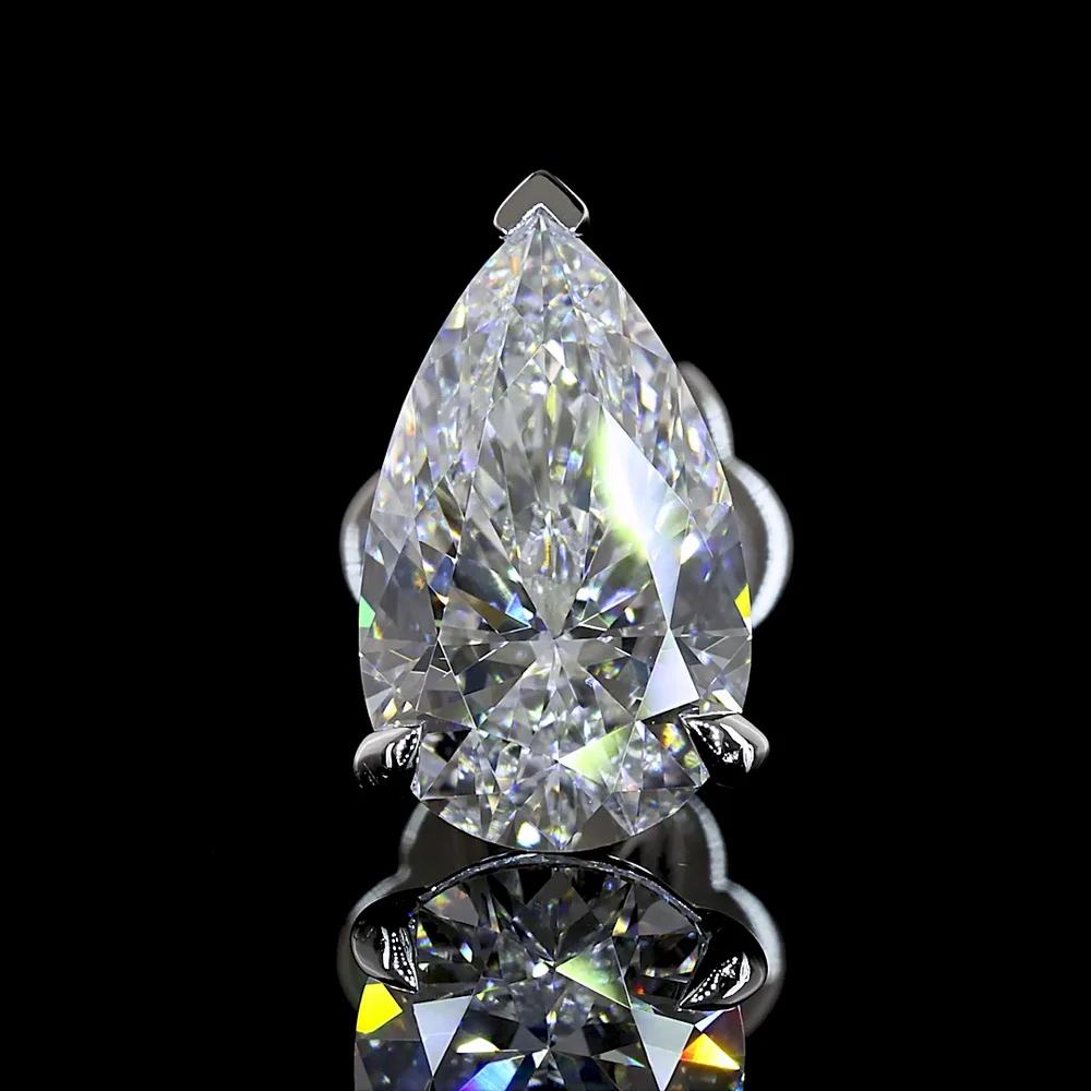 14K White Gold Pear Shape Martini Stud Earrings with GIA Certified Lab Grown Diamonds - 2.77 Carat Total Weight (E-F Color, VS1 Clarity) - Covaloro Fine Jewelry - Image 3