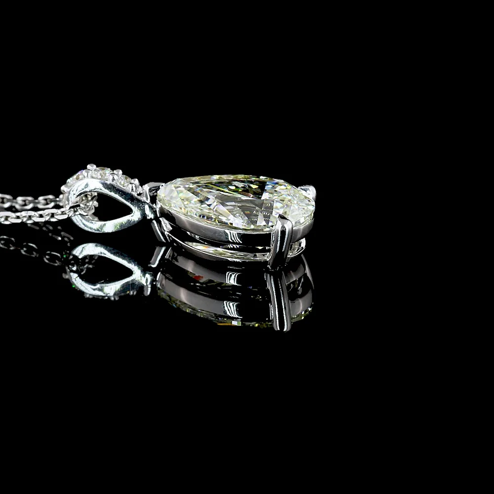 14K White Gold Pear Shape Pendant with 1.79 Carat Lab Grown Diamond and Brilliant Cut Accents - Total Diamond Weight 1.86 Carats - Covaloro Fine Jewelry - Image 3