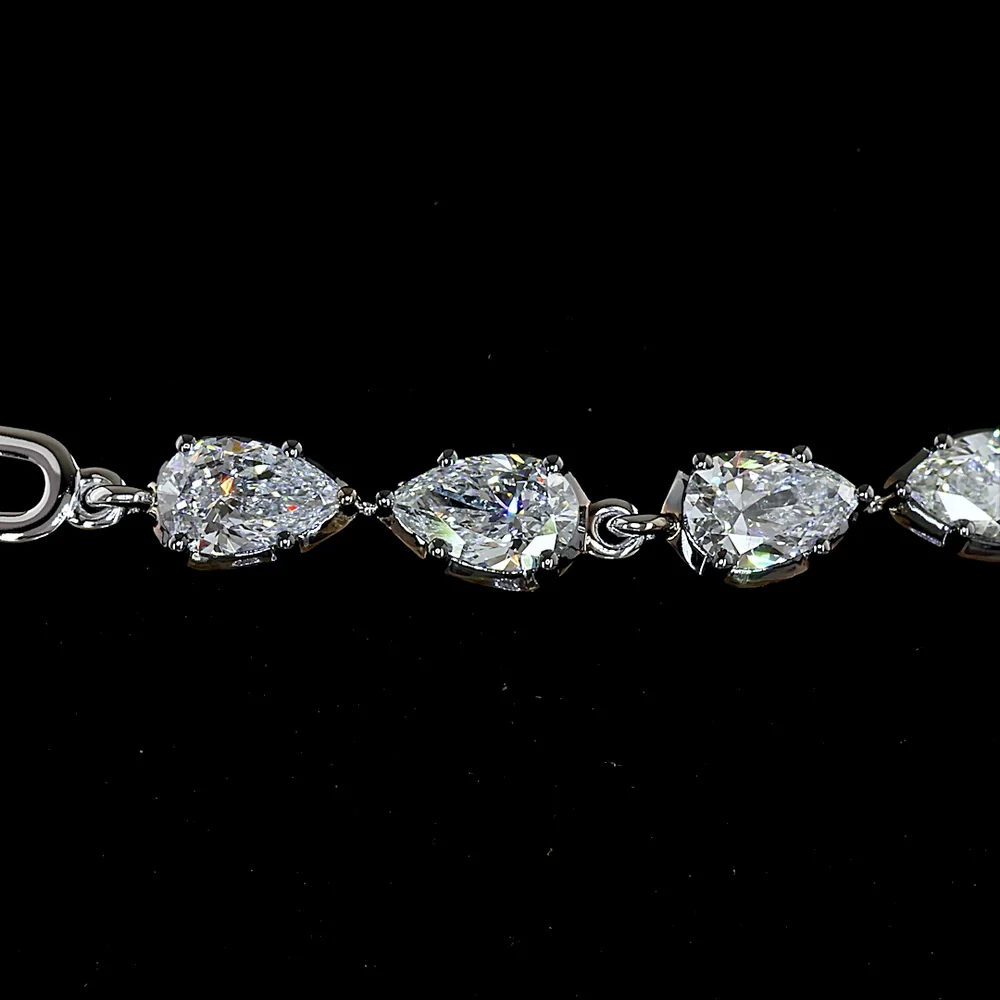 14K White Gold Pear-Shape Station Bracelet with Black Rhodium Prong Details and 16 Lab-Grown Diamonds - 2.99 Carat Total Weight - Covaloro Fine Jewelry - Image 2