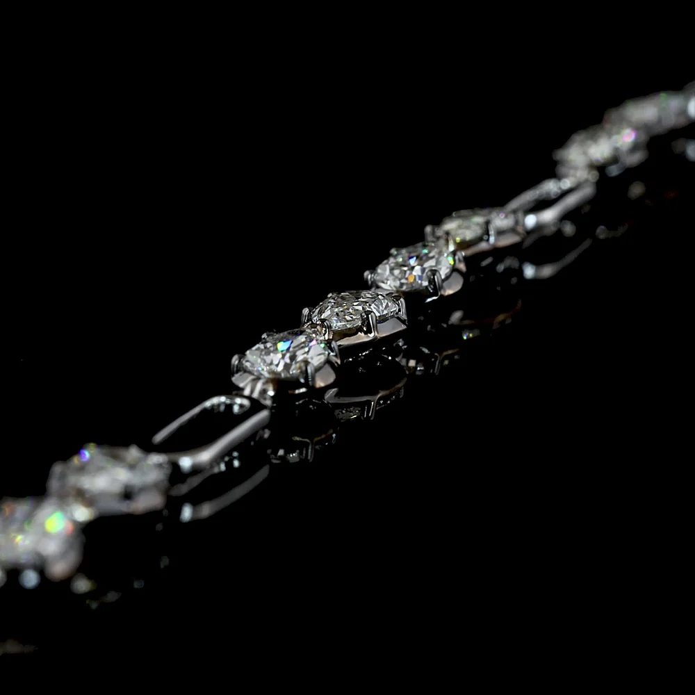 14K White Gold Pear-Shape Station Bracelet with Black Rhodium Prong Details and 16 Lab-Grown Diamonds - 2.99 Carat Total Weight - Covaloro Fine Jewelry - Image 3