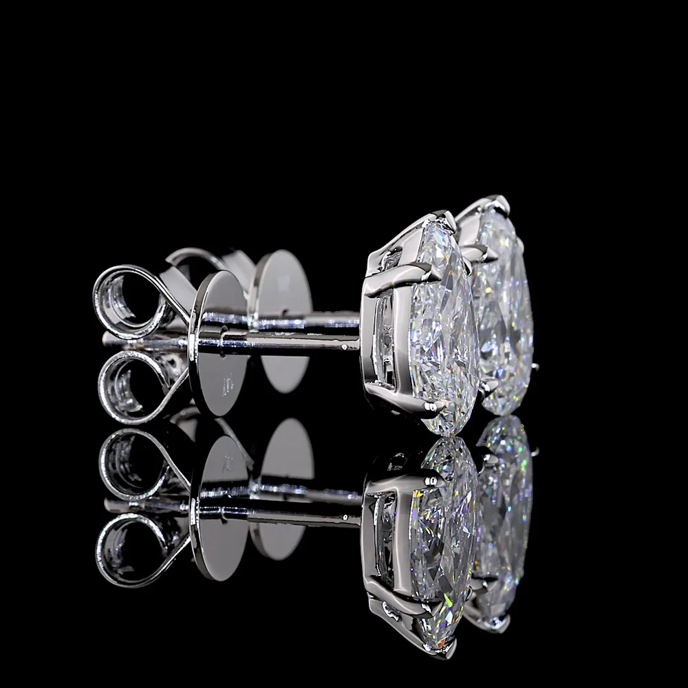 14K White Gold Pear-Shape Stud Earrings with North-South Prong Set Lab Diamonds - 1.45 Carats Total Diamond Weight (D VS1 Clarity, IGI Certified) - Covaloro Fine Jewelry