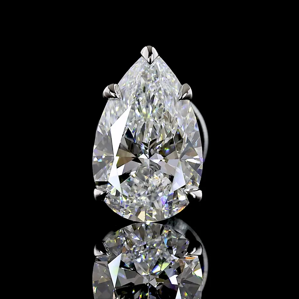 14K White Gold Pear-Shape Stud Earrings with North-South Prong Set Lab Diamonds - 1.45 Carats Total Diamond Weight (D VS1 Clarity, IGI Certified) - Covaloro Fine Jewelry - Image 3
