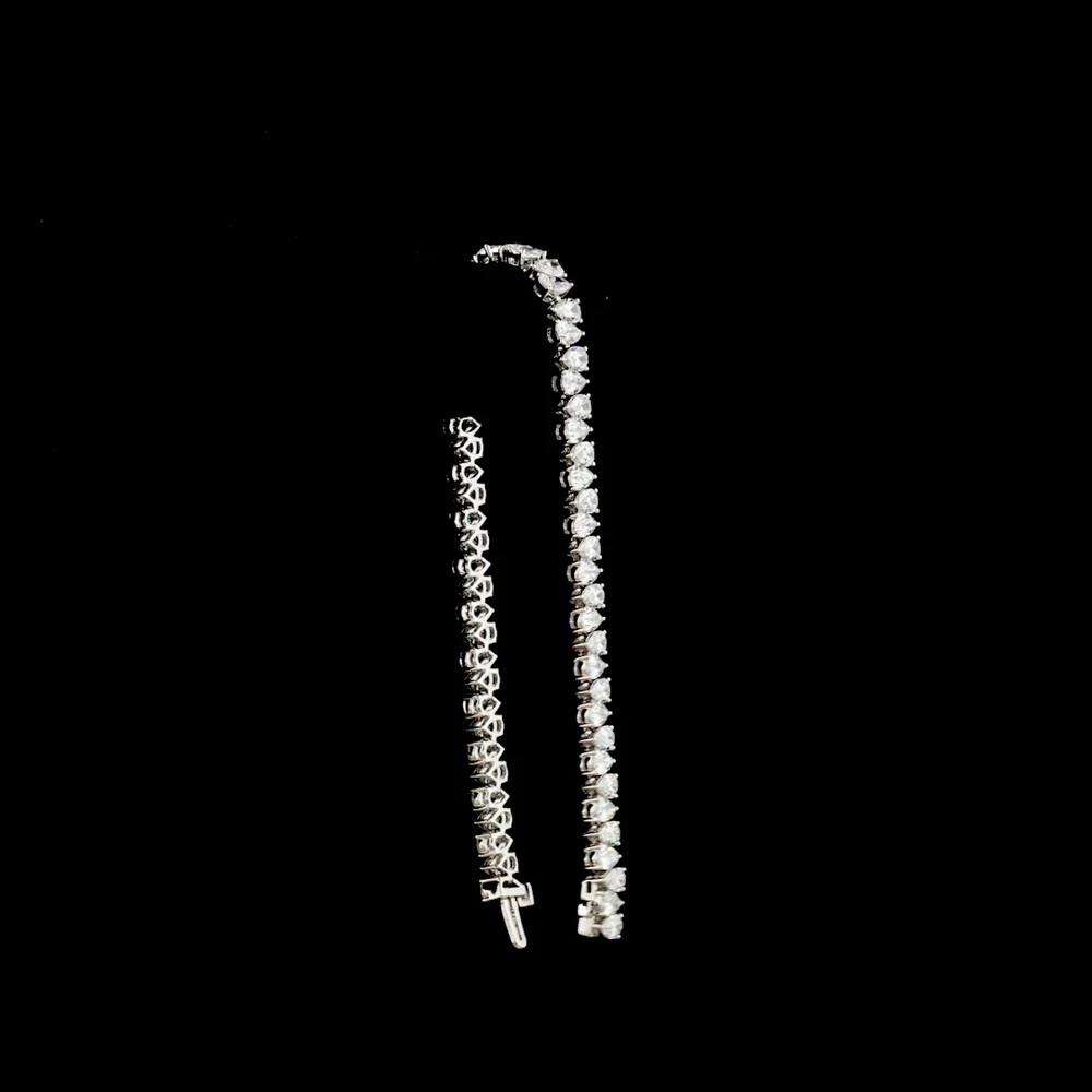 14K White Gold Pear Shape Tennis Bracelet with 60 Prong Set Lab-Grown Diamonds - 10.21 Carat Total Weight E-F VS - Covaloro Fine Jewelry - Image 3