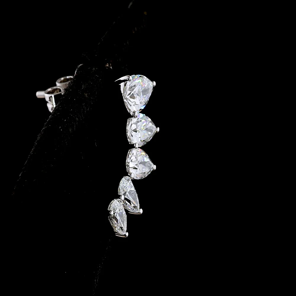 14K White Gold Pear Shaped Diamond Crawler Earrings with Prong Set Lab Grown Diamonds - 2.62 Carats Total Diamond Weight - Covaloro Fine Jewelry - Image 4