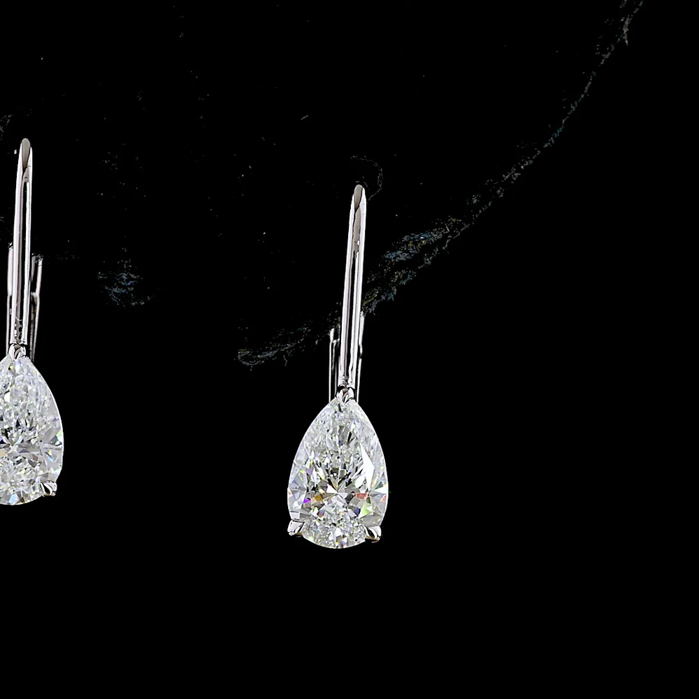 14K White Gold Pear-Shaped Hanging Earrings with Lab-Grown Diamonds - 0.99 Total Carat Weight, E-F Color VS1 Clarity - Covaloro Fine Jewelry - Image 2