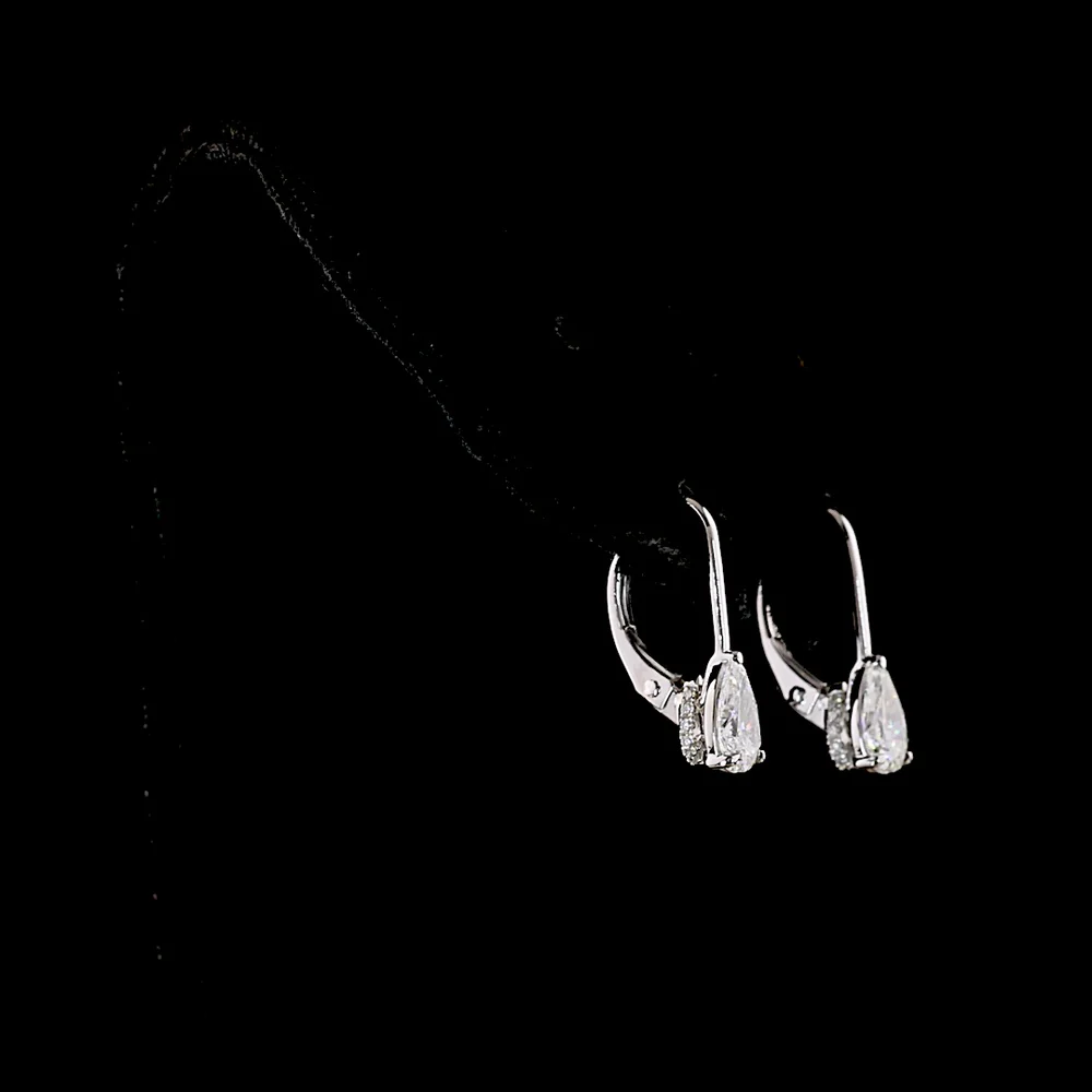 14K White Gold Pear-Shaped Hanging Earrings with Lab-Grown Diamonds - 0.99 Total Carat Weight, E-F Color VS1 Clarity - Covaloro Fine Jewelry - Image 3