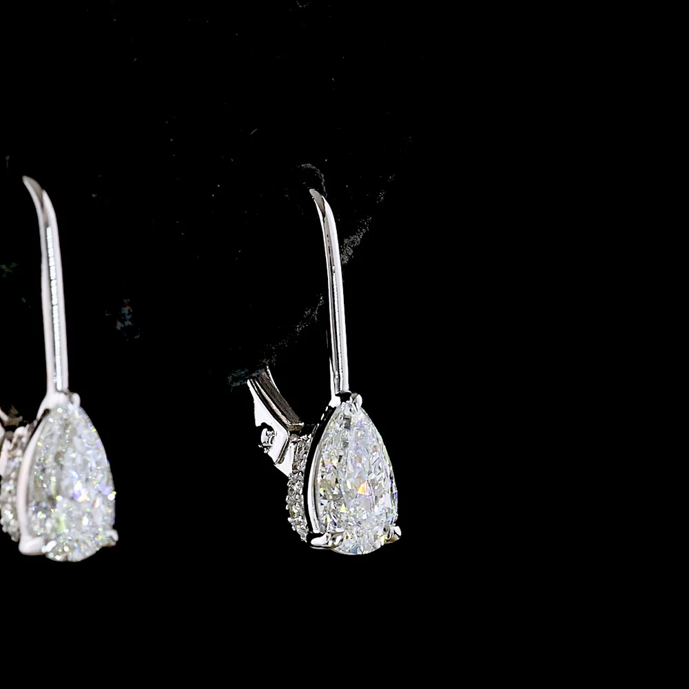 14K White Gold Pear-Shaped Hanging Earrings with Lab-Grown Diamonds - 0.99 Total Carat Weight, E-F Color VS1 Clarity - Covaloro Fine Jewelry - Image 4