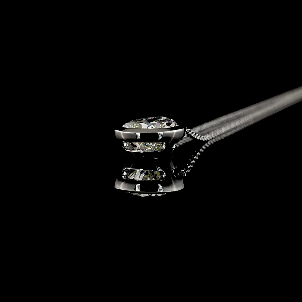 14K White Gold Pear Shaped Lab Diamond Solitaire Pendant with Bezel Setting - 2.54 Carat Total Diamond Weight, E-F Color, VS1 Clarity - Covaloro Fine Jewelry - Image 3