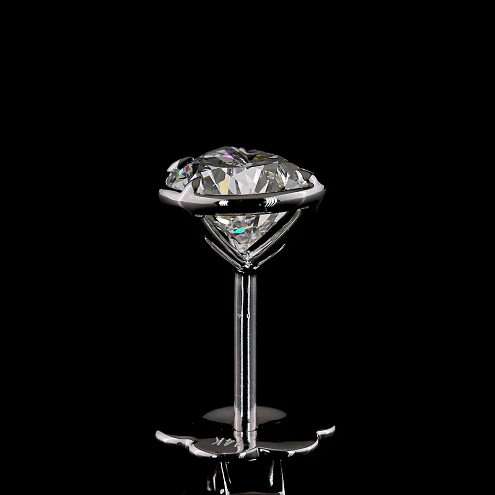 14K White Gold Pear-Shaped Lab Diamond Stud Earrings with Bezel-Prong Setting, E VS1 Color Clarity - 2.06 Carat Total Diamond Weight - Covaloro Fine Jewelry - Image 4