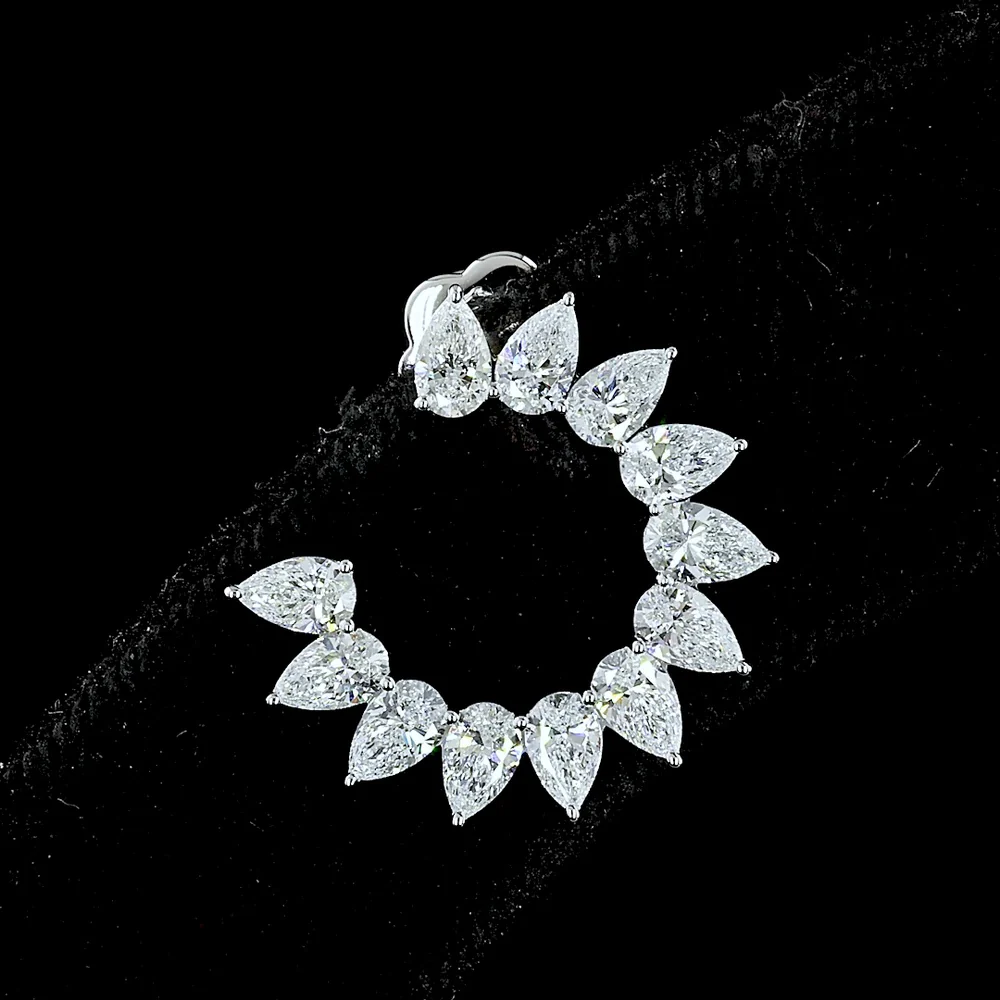 14K White Gold Pear-Shaped Lab Diamond Wreath Earrings - 2.75 Carats Total Diamond Weight, E-F Color VS1 Clarity - Covaloro Fine Jewelry - Image 3
