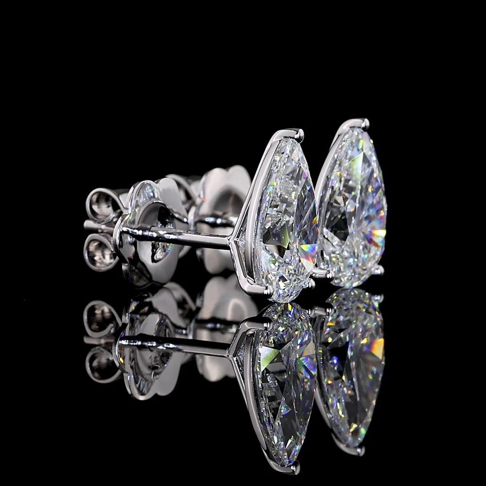 14K White Gold Pear-Shaped Martini Stud Earrings with Lab-Grown Diamonds - 3.03 Total Carat Weight, F Color, VS1 Clarity - Covaloro Fine Jewelry