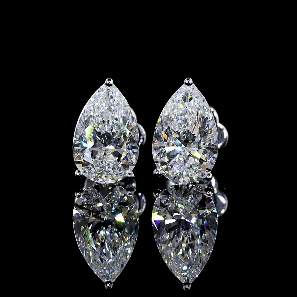 14K White Gold Pear-Shaped Martini Stud Earrings with Lab-Grown Diamonds - 3.03 Total Carat Weight, F Color, VS1 Clarity - Covaloro Fine Jewelry - Image 2