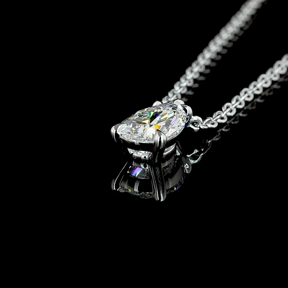 14K White Gold Pear-Shaped Solitaire Pendant with 1.65 Carat Lab-Grown Diamond - E-F Color VVS2 Clarity IGI Certified - Covaloro Fine Jewelry - Image 4
