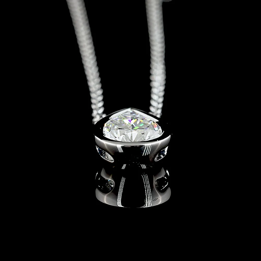 14K White Gold Pear-Shaped Solitaire Pendant with Bezel-Set Lab Diamond - 1.62 Carat Total Weight E-F VVS2 - Covaloro Fine Jewelry - Image 3