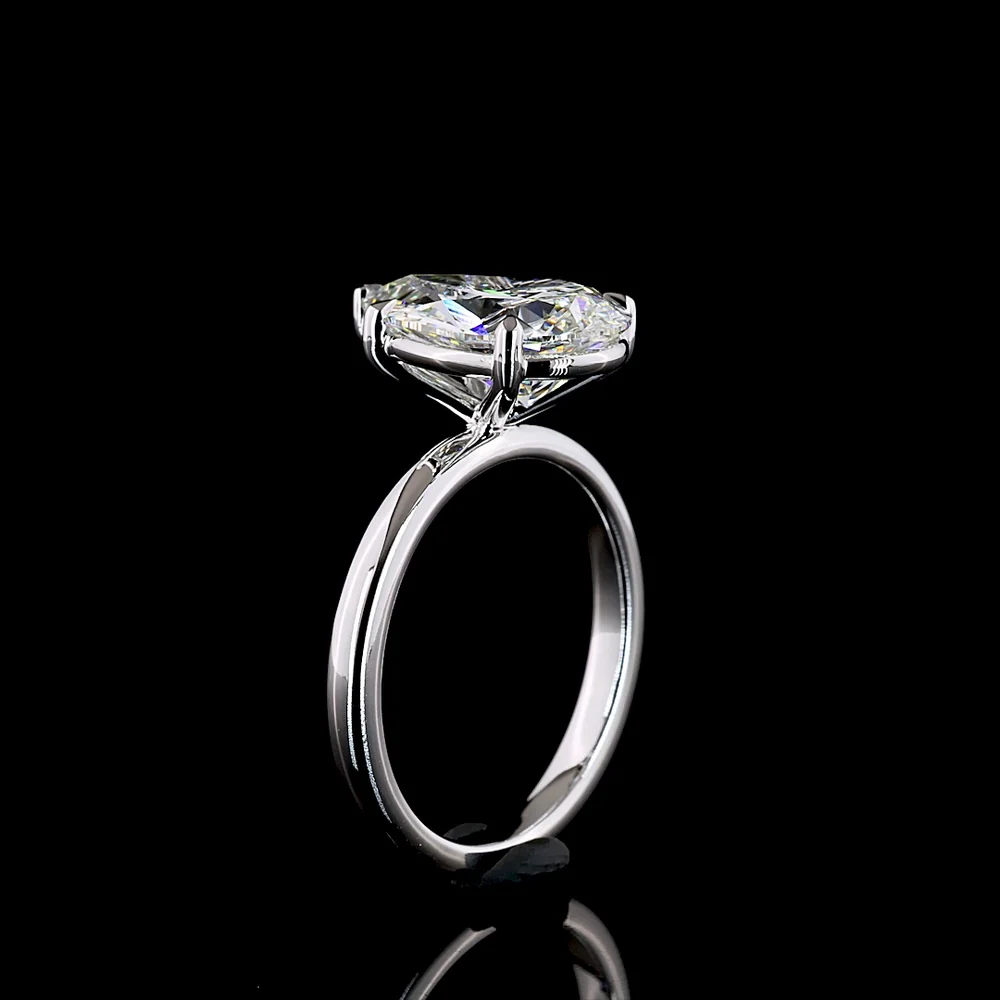 14K White Gold Pear-Shaped Solitaire Ring with 3.60 Carat E-F VVS2 Lab Diamond - IGI Certified - Covaloro Fine Jewelry - Image 4