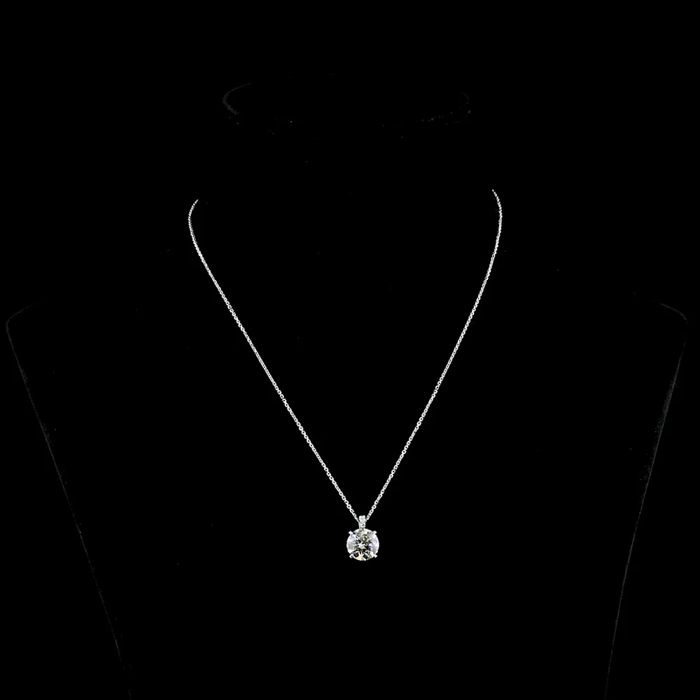 14K White Gold Pendant Necklace with 2.50 Carat Round Brilliant Lab Diamond and 0.06 Carat Accent Stones - IGI Certified 2.56 Total Carat Weight - Covaloro Fine Jewelry