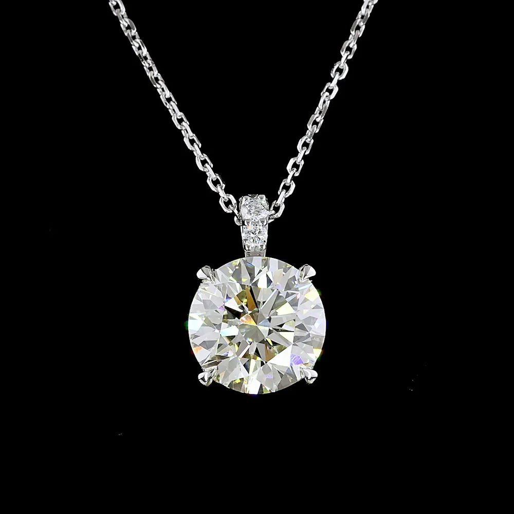 14K White Gold Pendant Necklace with 2.50 Carat Round Brilliant Lab Diamond and 0.06 Carat Accent Stones - IGI Certified 2.56 Total Carat Weight - Covaloro Fine Jewelry - Image 2