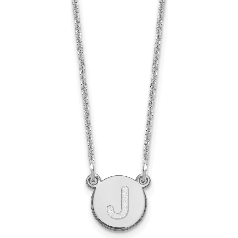 14K White Gold Personalized Initial "J" Pendant Necklace with Rhodium Plating by Oro Pregiato