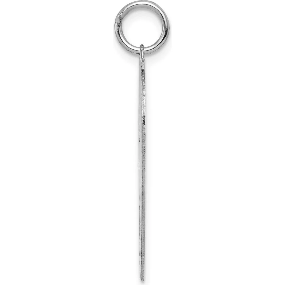 14K White Gold Plain Engravable Heart Charm with Polished Finish - 30mm Length by Oro Pregiato - Image 2