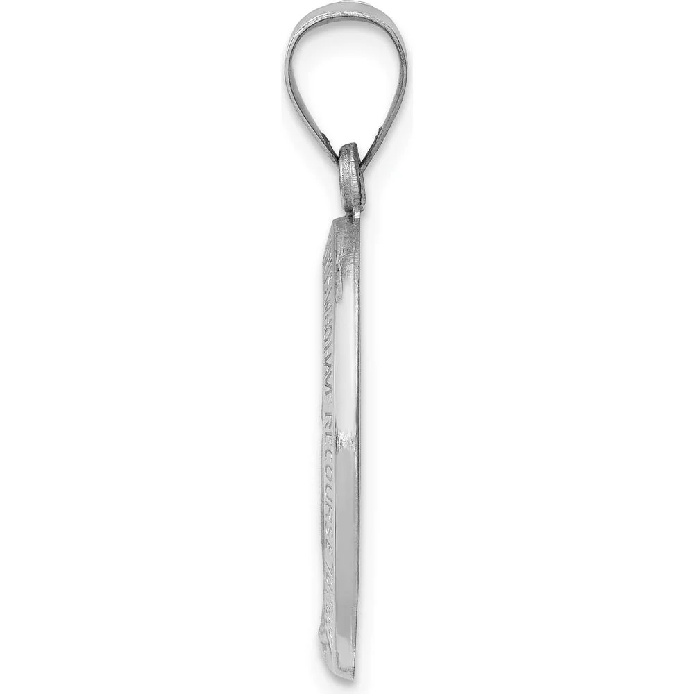 14K White Gold Polished and Satin Hollow Miraculous Medal Oval Pendant - Faith Inspired Design by Oro Pregiato - Image 2