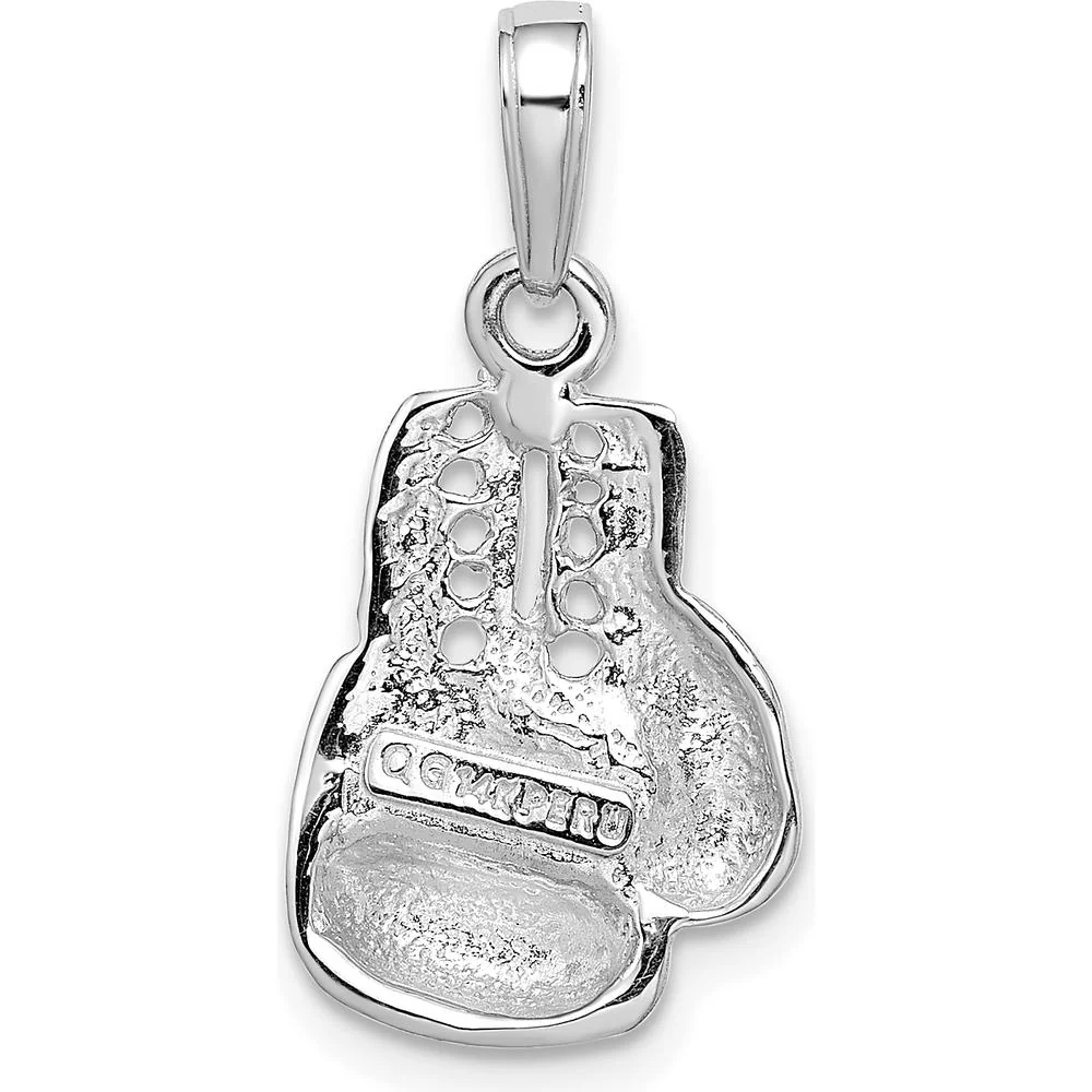 14K White Gold Polished Boxing Glove Charm with Rhodium Plating - 21.85mm Length by Oro Pregiato - Image 3