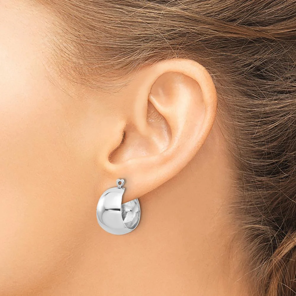 14K White Gold Polished C-Hoop Earring Jackets - Classic Design by Oro Pregiato - Image 3
