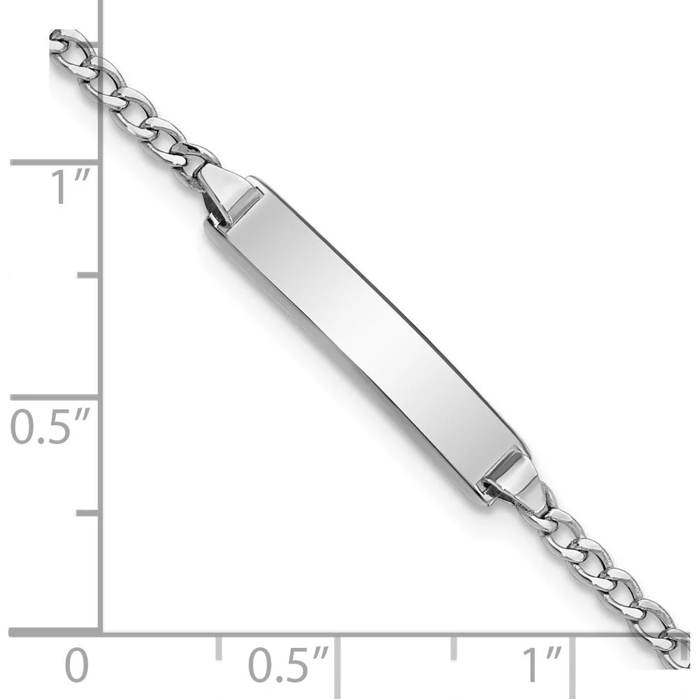 14K White Gold Polished Cuban Link ID Bracelet for Children - 5.5" Length by Oro Pregiato - Image 3