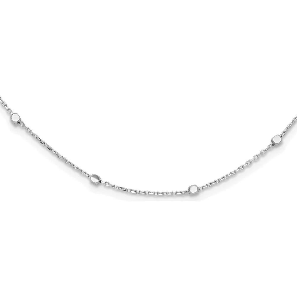 14K White Gold Polished Cube Stations Necklace with Diamond-Cut Texture - 16" Plus 2" Extender by Oro Pregiato