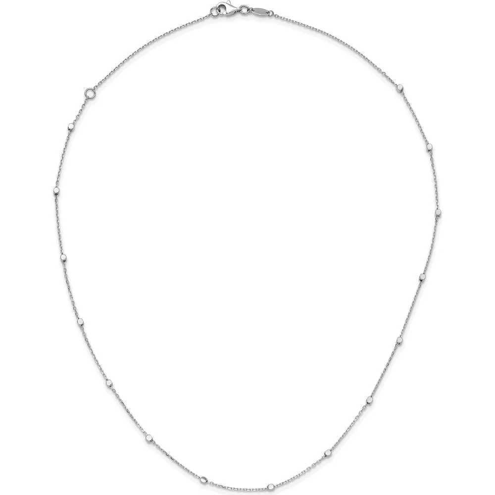14K White Gold Polished Cube Stations Necklace with Diamond-Cut Texture - 16" Plus 2" Extender by Oro Pregiato - Image 3