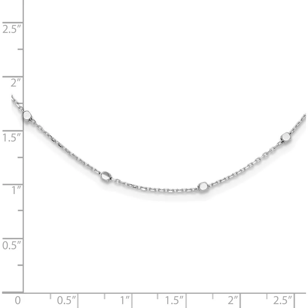 14K White Gold Polished Cube Stations Necklace with Diamond-Cut Texture - 16" Plus 2" Extender by Oro Pregiato - Image 4