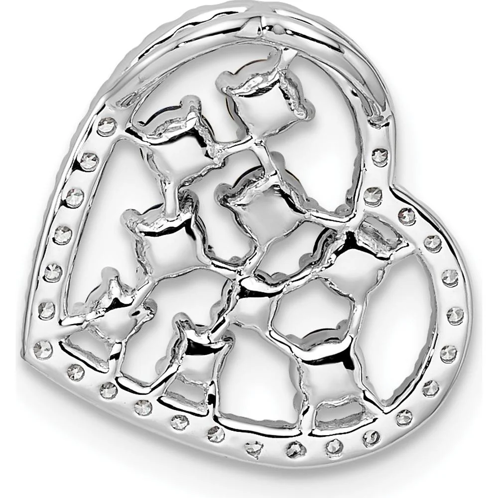 14K White Gold Polished Heart Pendant with Round Blue Sapphire and Diamond Accents - 0.69 Carat Total Sapphire Weight, 0.18 Carat Total Diamond Weight by Oro Pregiato - Image 3