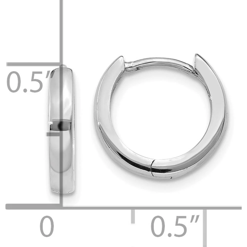 14K White Gold Polished Hinged Hoop Earrings - Elegant and Timeless Design by Oro Pregiato - Image 4