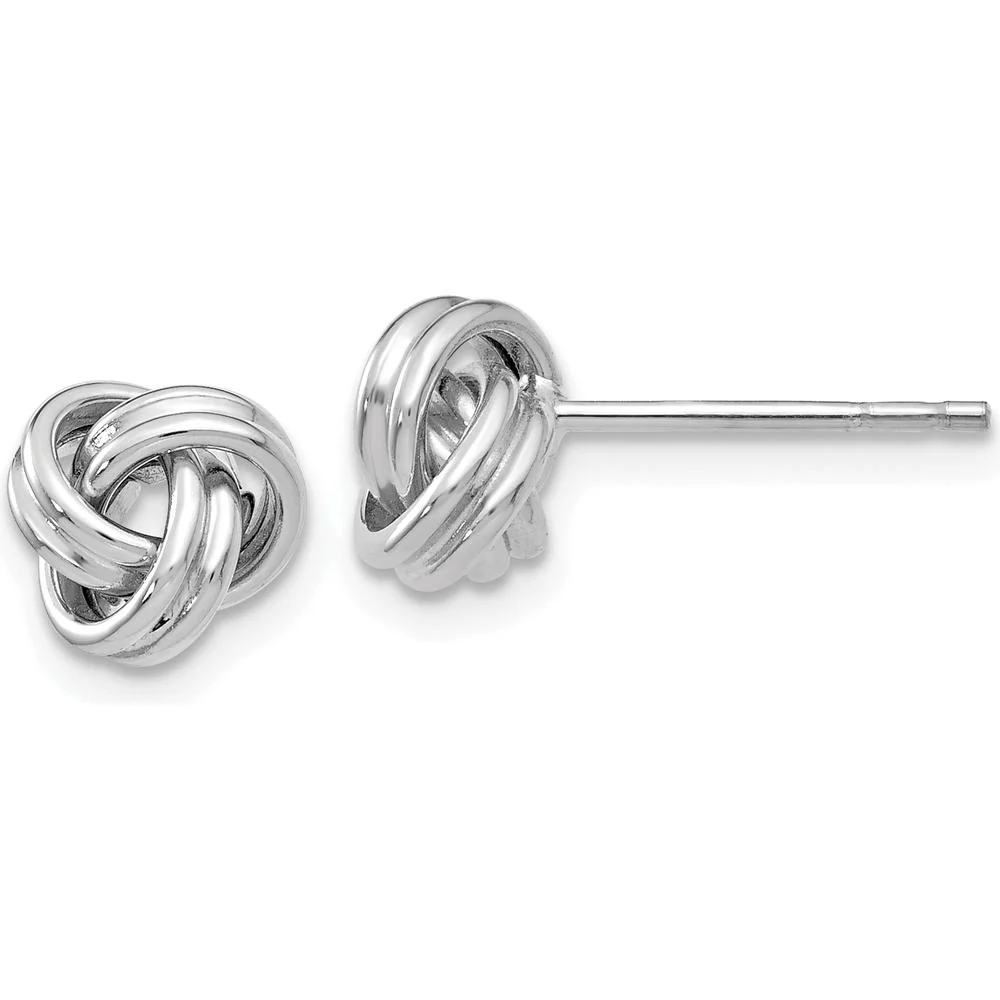 14K White Gold Polished Love Knot Post Earrings by Oro Pregiato