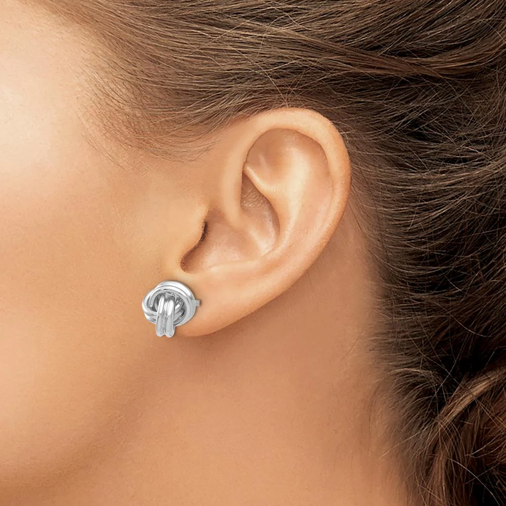 14K White Gold Polished Love Knot Post Earrings by Oro Pregiato - Image 3