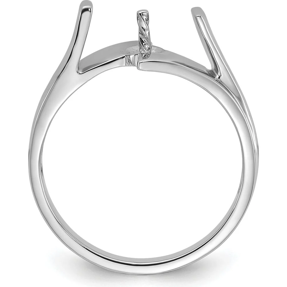 14K White Gold Polished Pearl Ring Mounting - 6mm Stone Setting - Size 6 by Oro Pregiato - Image 2