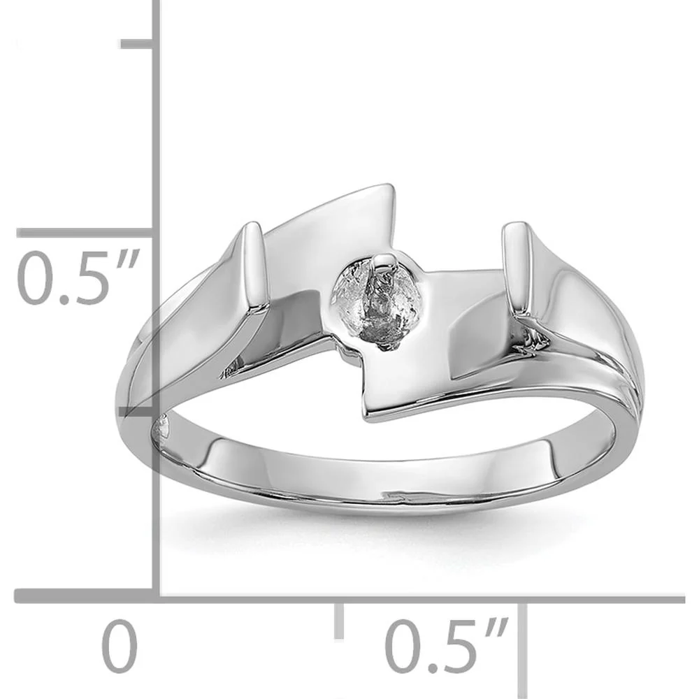14K White Gold Polished Pearl Ring Mounting - 6mm Stone Setting - Size 6 by Oro Pregiato - Image 3