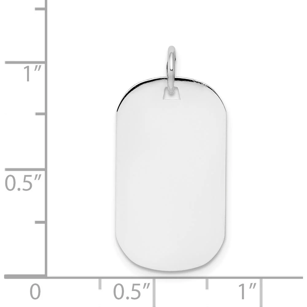 14K White Gold Polished Plain Engraveable Dog Tag Disc Charm - 26mm Length, Rhodium Plated by Oro Pregiato - Image 3
