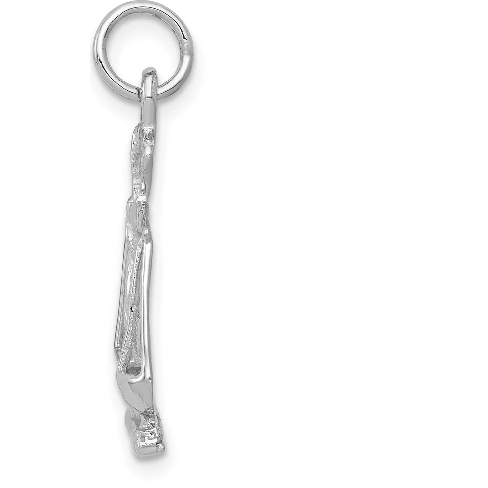 14K White Gold Polished Scales of Justice Charm with Rhodium Plating - 23mm Length by Oro Pregiato - Image 2