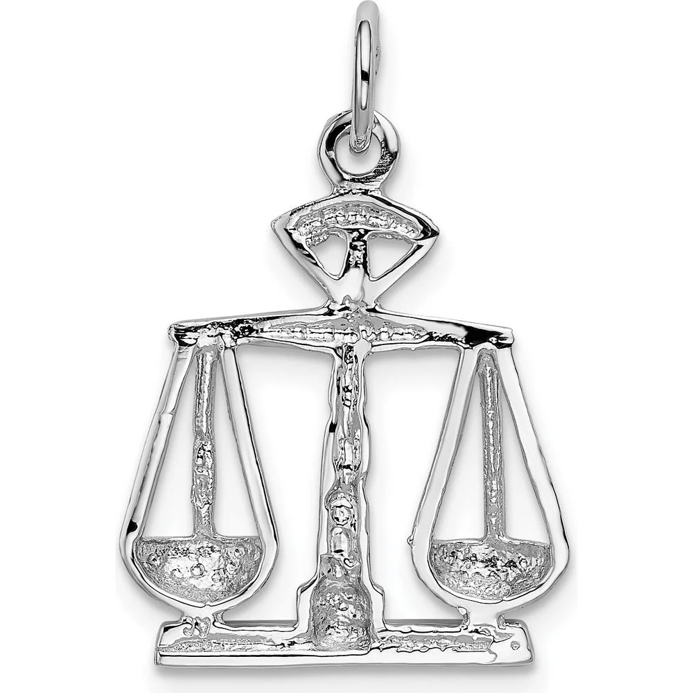14K White Gold Polished Scales of Justice Charm with Rhodium Plating - 23mm Length by Oro Pregiato - Image 3