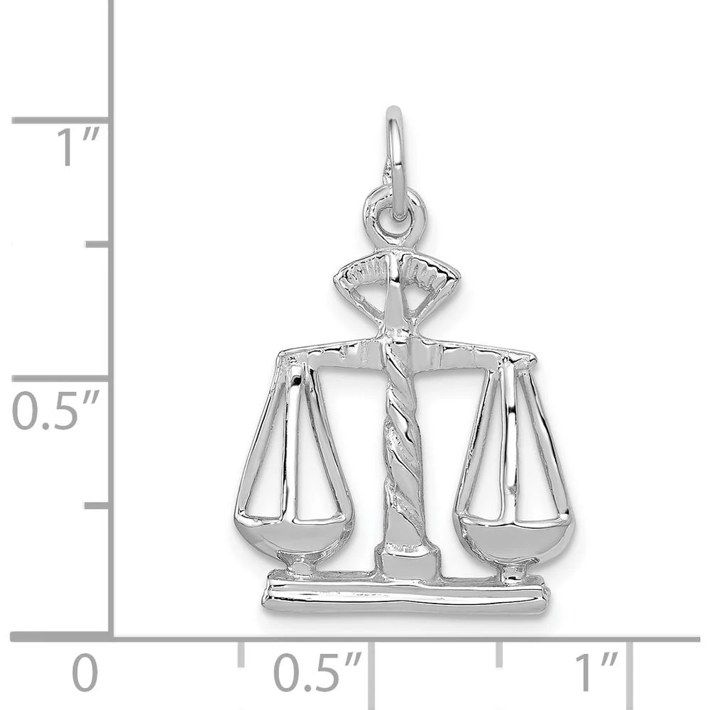 14K White Gold Polished Scales of Justice Charm with Rhodium Plating - 23mm Length by Oro Pregiato - Image 4