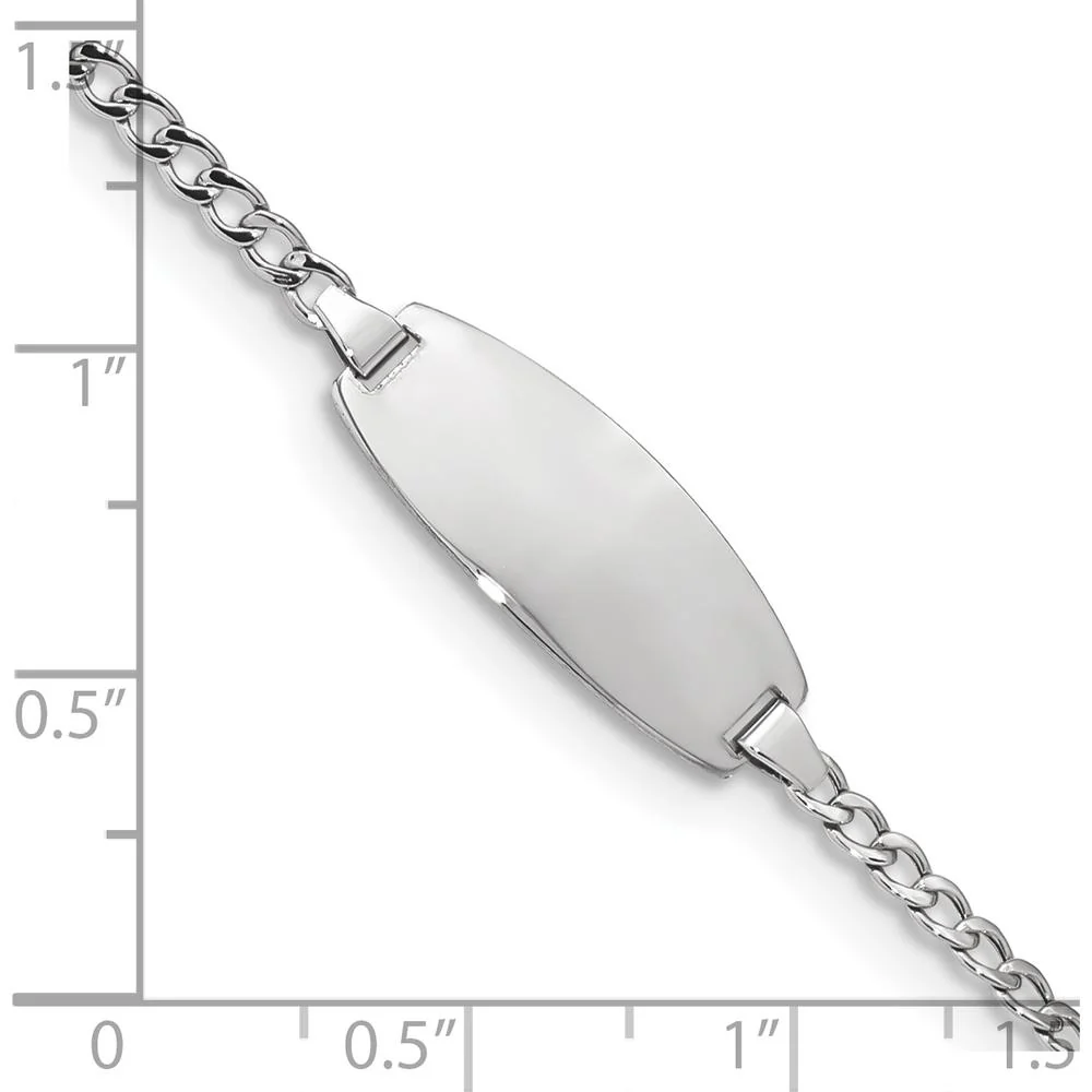 14K White Gold Polished Semi-Solid Chain Curb Link Oval ID Bracelet - 6" Length by Oro Pregiato - Image 3