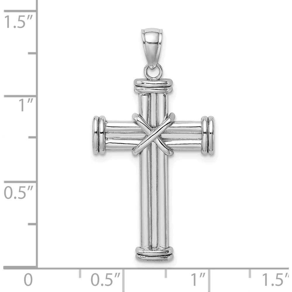 14K White Gold Polished X Center Cross Pendant - Modern Faith Design by Oro Pregiato - Image 3
